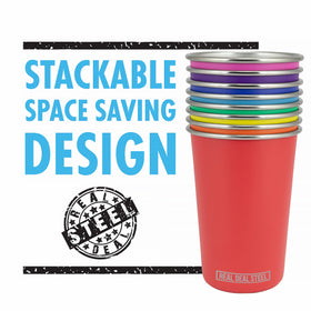Real Deal Steel Rainbow Cups offer stylish, conversation-starting partyware