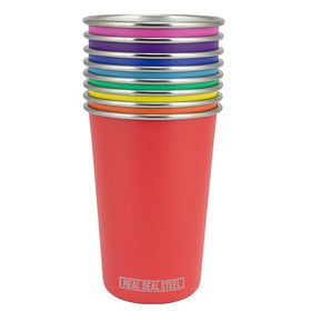 Real Deal Steel Rainbow Cups promote eco-friendly sipping over plastic