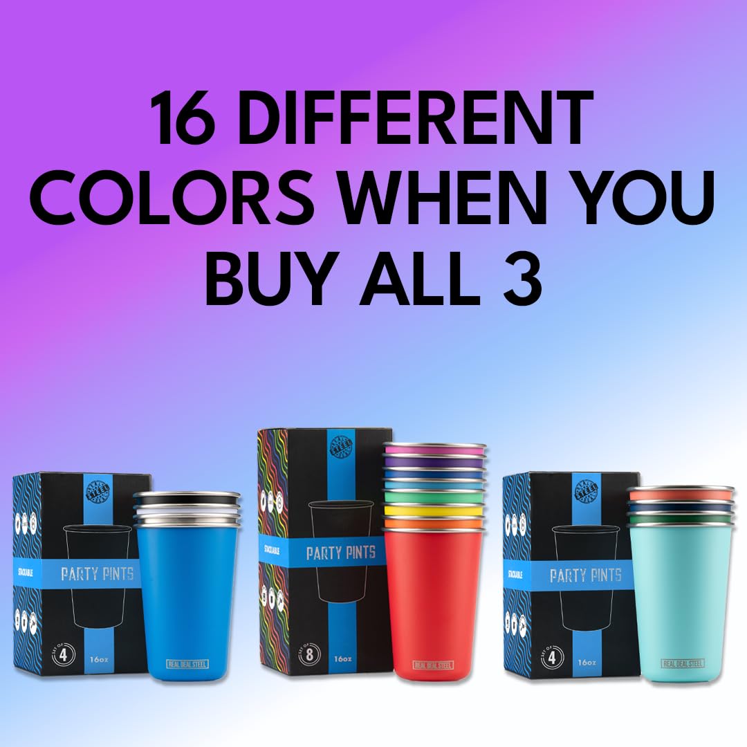 Real Deal Steel Rainbow Cups multi-color pack enhances festive outdoor gatherings
