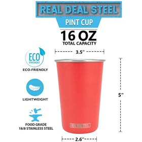 Real Deal Steel Rainbow Cups stackable design supports easy transport
