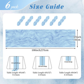 Six-pack RealBox table runners brighten baby shower decor with semi-sheer gauze.