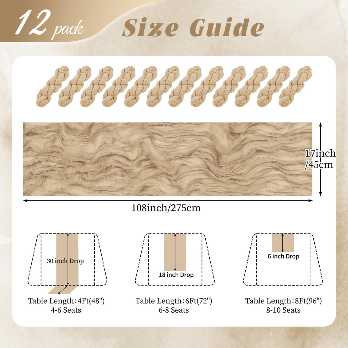 RealBox beige cheesecloth runner used as backdrop drape for romantic events.