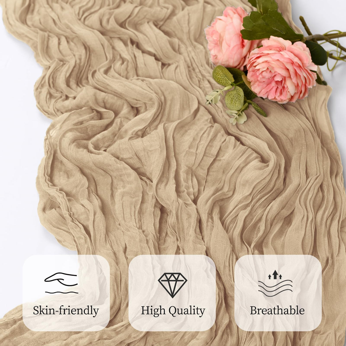RealBox cheesecloth runner styled as a chair sash for coordinated decor.