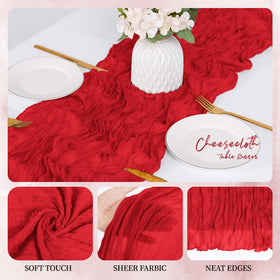 RealBox boho gauze runner draping beautifully on a wedding table
