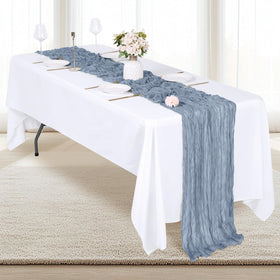 RealBox boho dusty blue table decor enhancing rustic wedding reception.