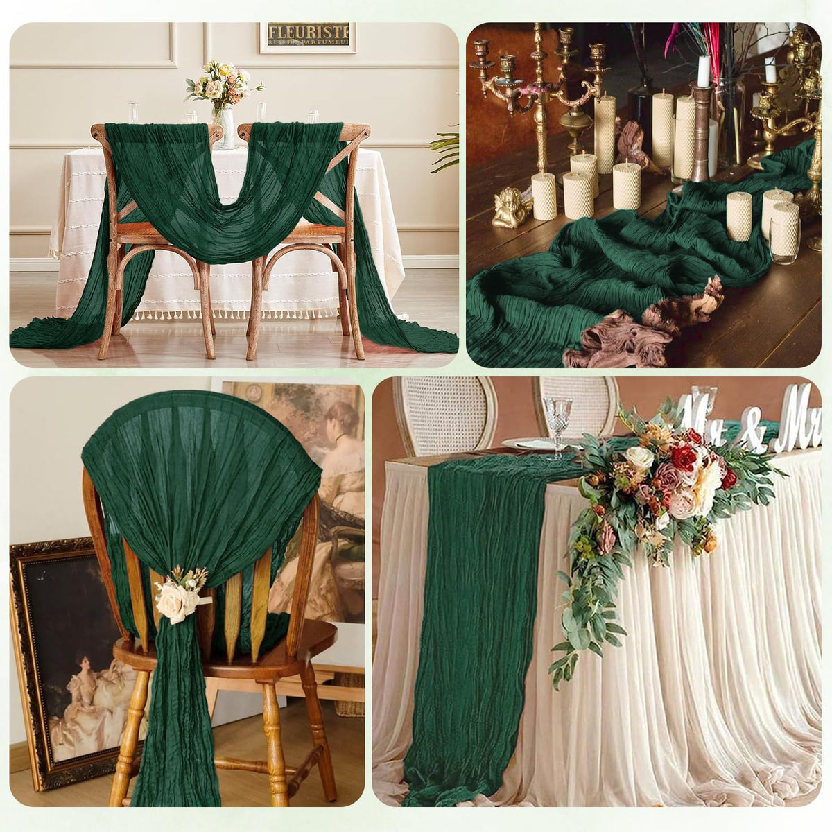 Semi sheer gauze adds texture for garden or farmhouse tables