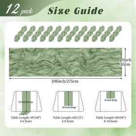 RealBox 12-pack sage green runners ideal for weddings and festive decor.