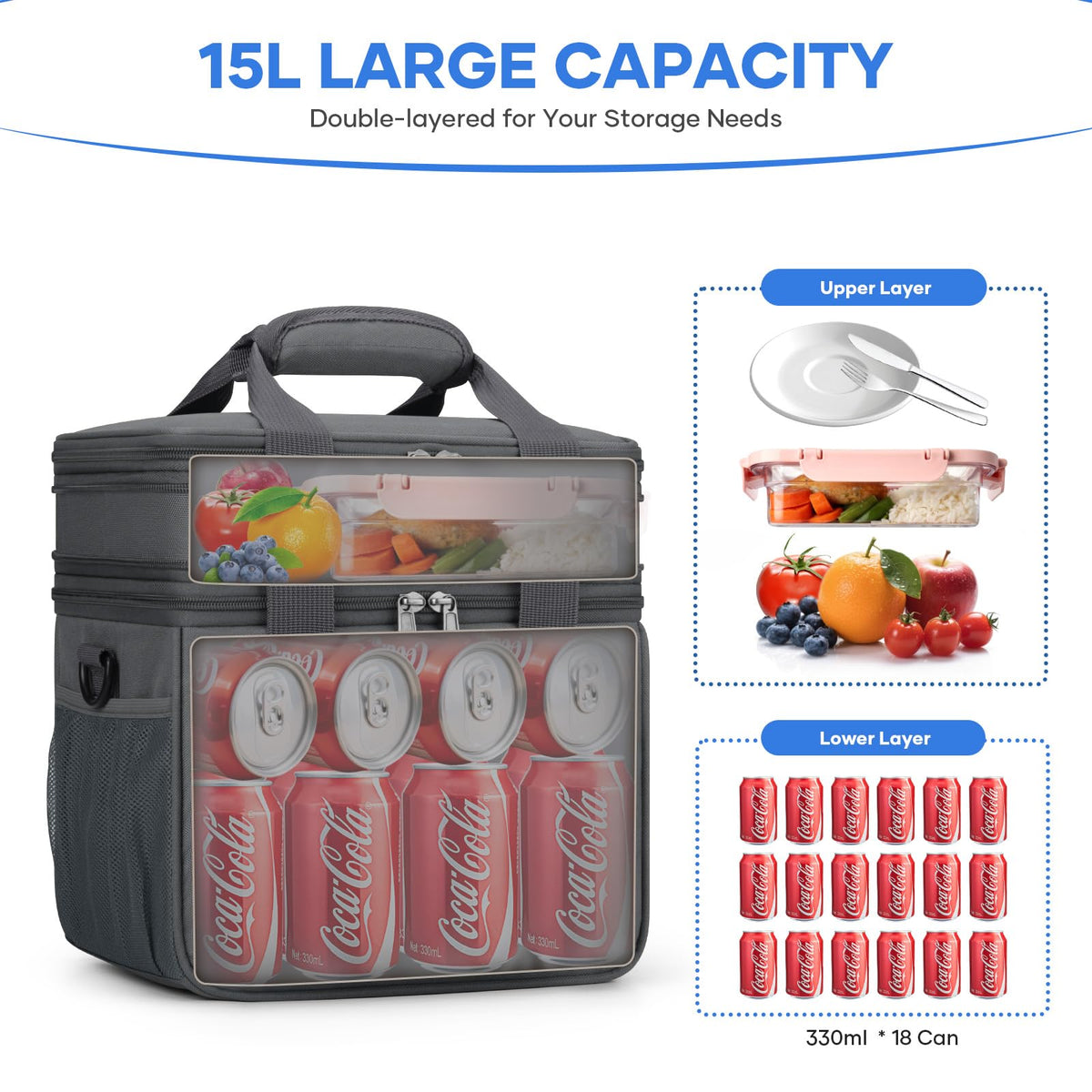 RealCool lunch bag 3-layer insulation maintains temperature for hours.