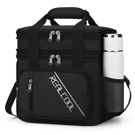 RealCool lunch bag double-deck lower section showing spacious capacity for drinks and meals