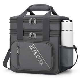 RealCool lunch bag with double-layer capacity for expanded meal and drink storage.