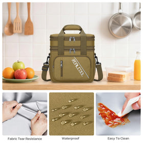 RealCool lunch bag inside mesh pocket keeps dinnerware within reach.