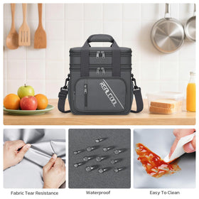 RealCool inside mesh pocket keeps dinnerware neatly tucked away.
