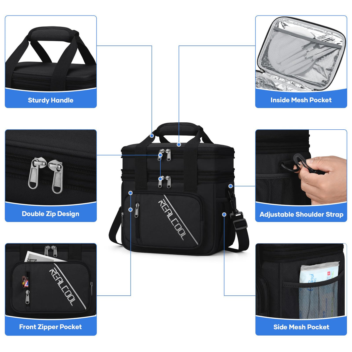 RealCool lunch bag upper compartment for snacks and lunch boxes during daily outings