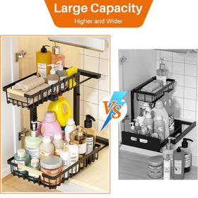 REALINN under sink organizer bottom drawer storage for tall bottles