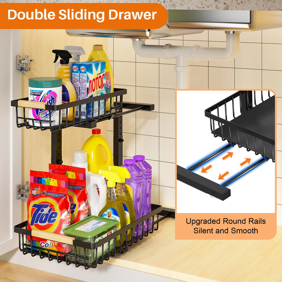 REALINN under sink organizer fully extended drawer enables easy access