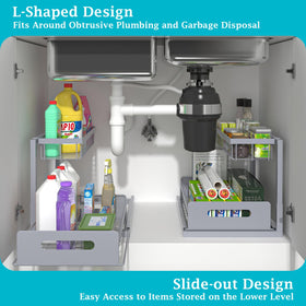 REALINN slide-out drawer under sink, side view showing accessibility