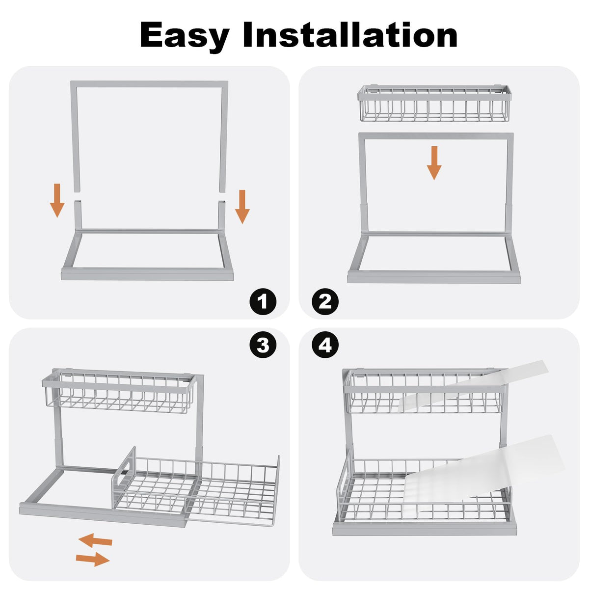 REALINN under-sink organizer bottom space fits bottles up to eight inches tall