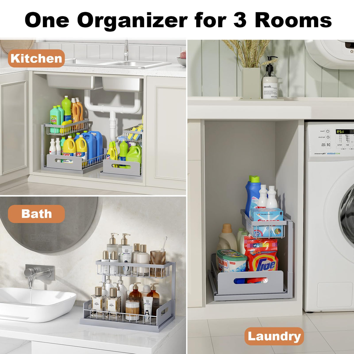 REALINN under-sink organizer grid bottom to prevent water pooling