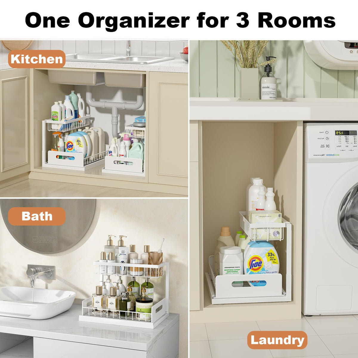 REALINN non-slip pads keep the organizer steady.