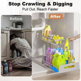 REALINN under-sink organizer suction cups demonstrate tool-free installation