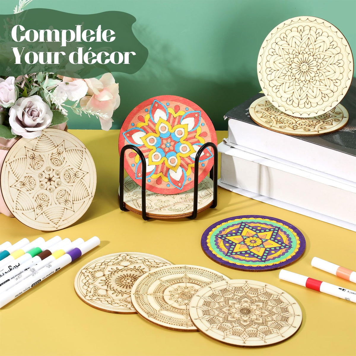 Reallnaive DIY coaster painting setup inspires calm, creative moments with friends.