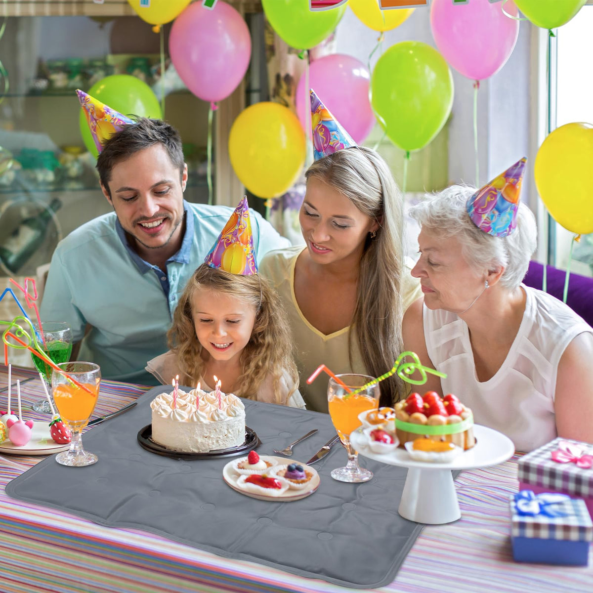 Reallnaive durable buffet cooling tray gray keeps platters chilled indoors or outdoors.