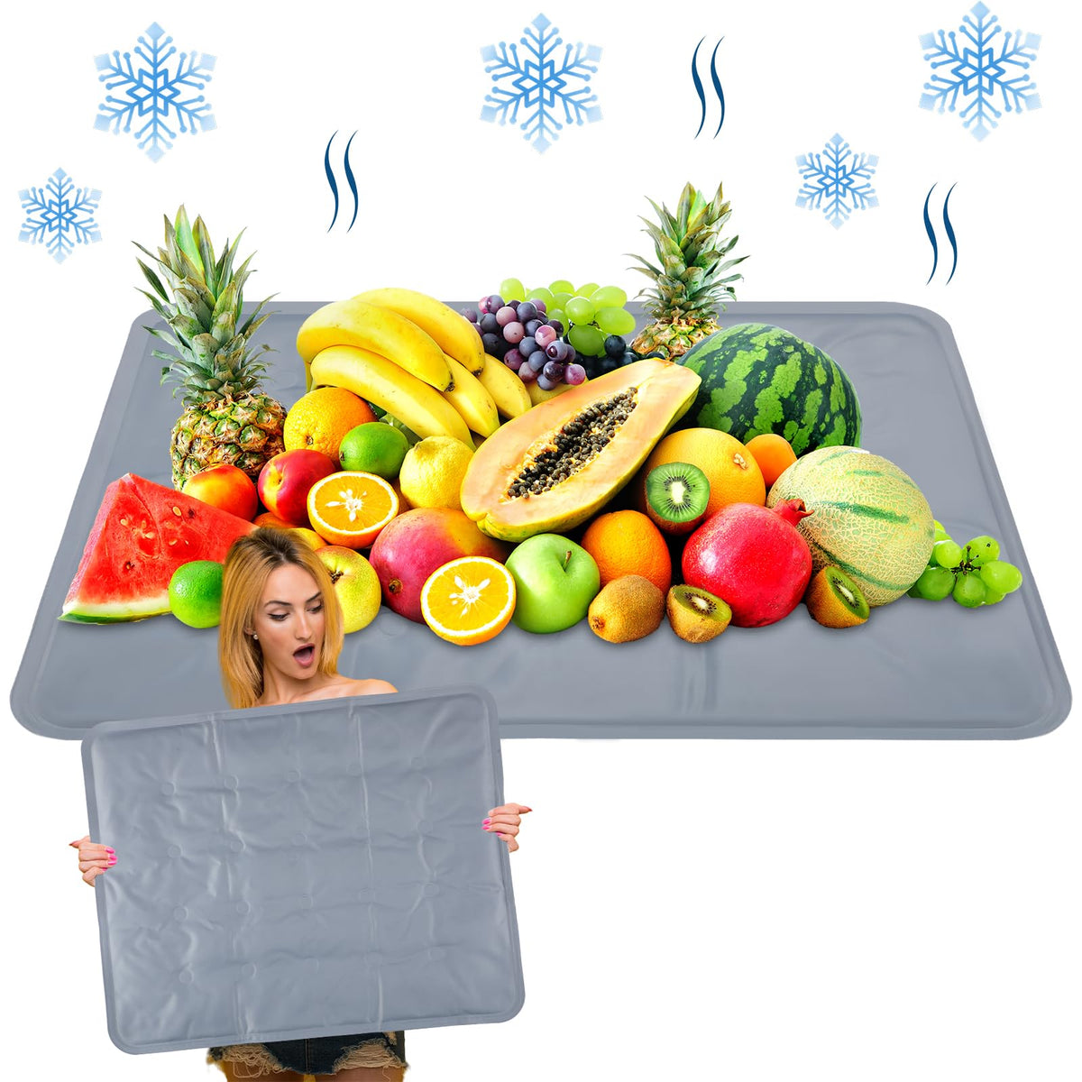 Reallnaive ice mat buffet 2-pack gray keeps appetizers cool during gatherings.