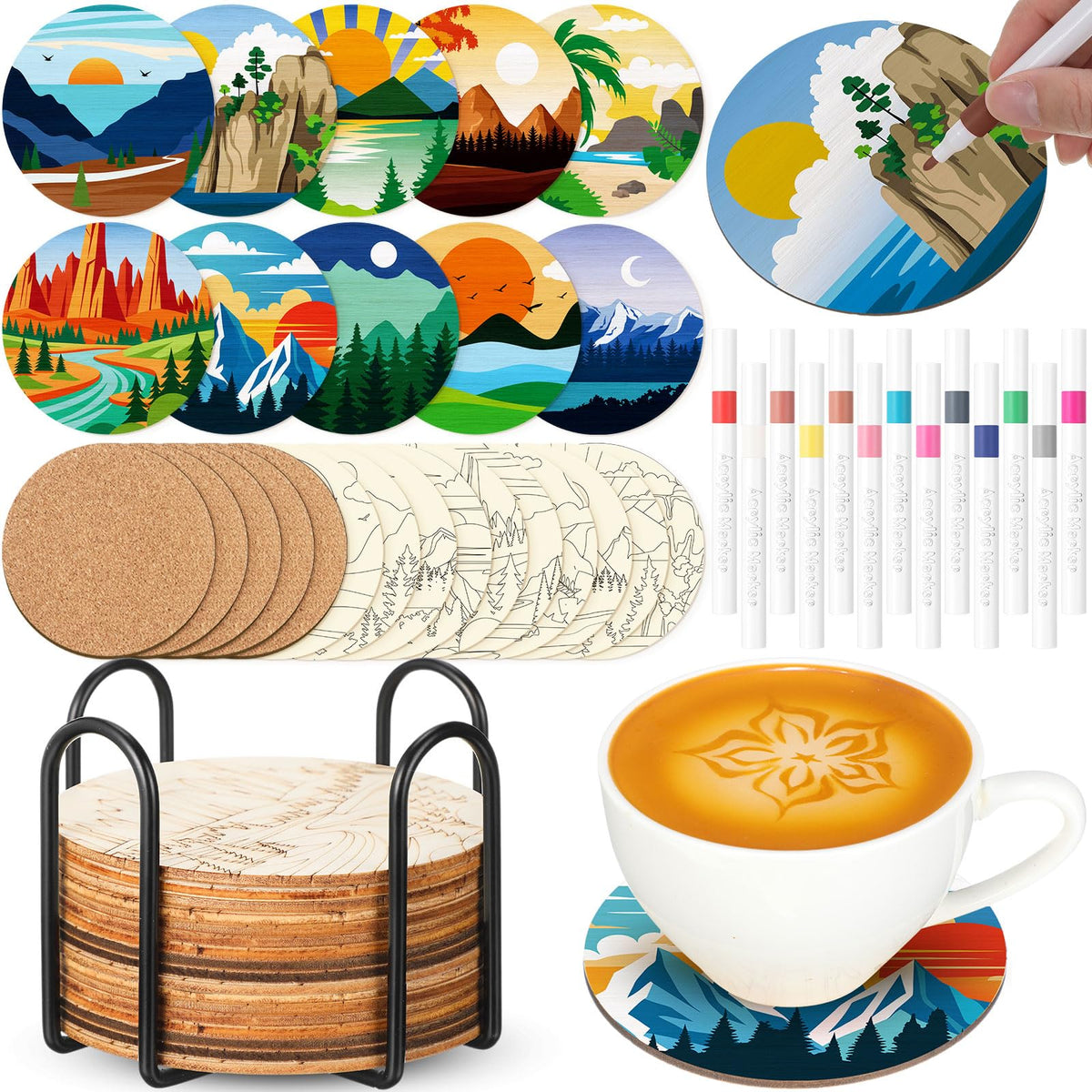 Reallnaive landscape coaster painting kit setup supports easy creativity