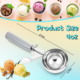 Stainless steel scoop with trigger release for smooth dough release.