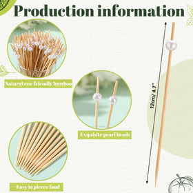 Reallnaive white pearl end toothpicks with bamboo for clean, stylish presentations