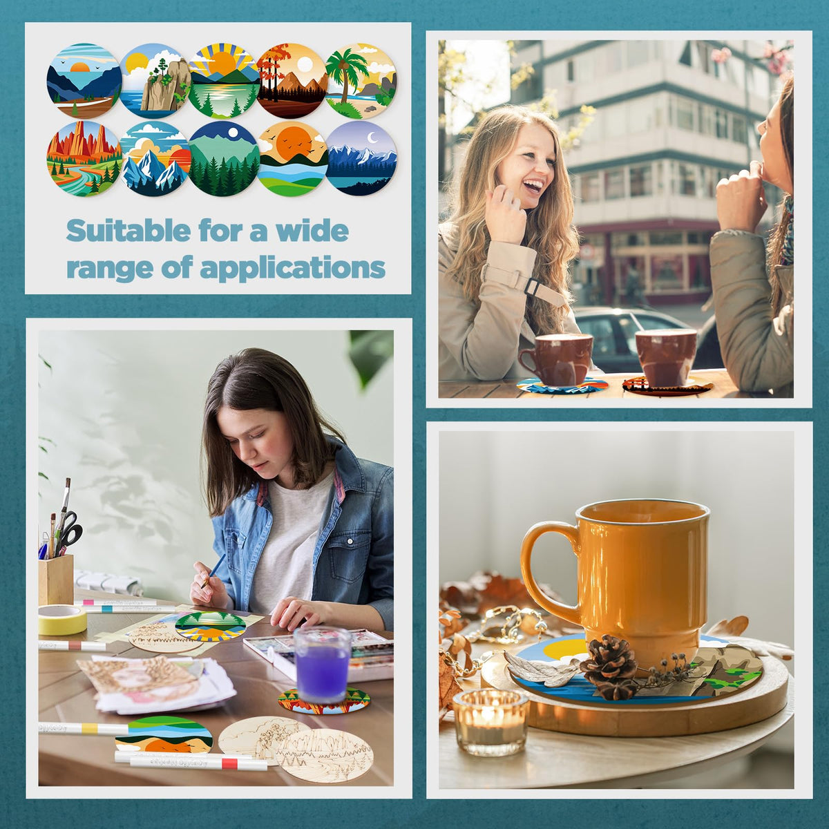 Reallnaive wooden coasters with smooth edges for comfortable painting