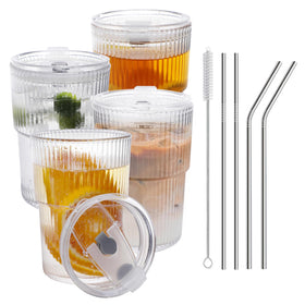 RÉΑLWÁY 16oz iced coffee cups with lids and straws for spill-free on-the-go sipping.