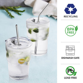 RÉΑLWÁY clear acrylic tumblers with ribbed design and comfortable grip.