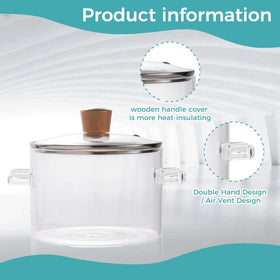 Recceng glass pot boiling pasta demonstrates the 1.8L capacity.
