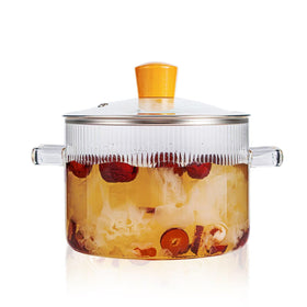 Recceng Glass Simmer Pot with lid showing 1.8L capacity for soups and potpourri.