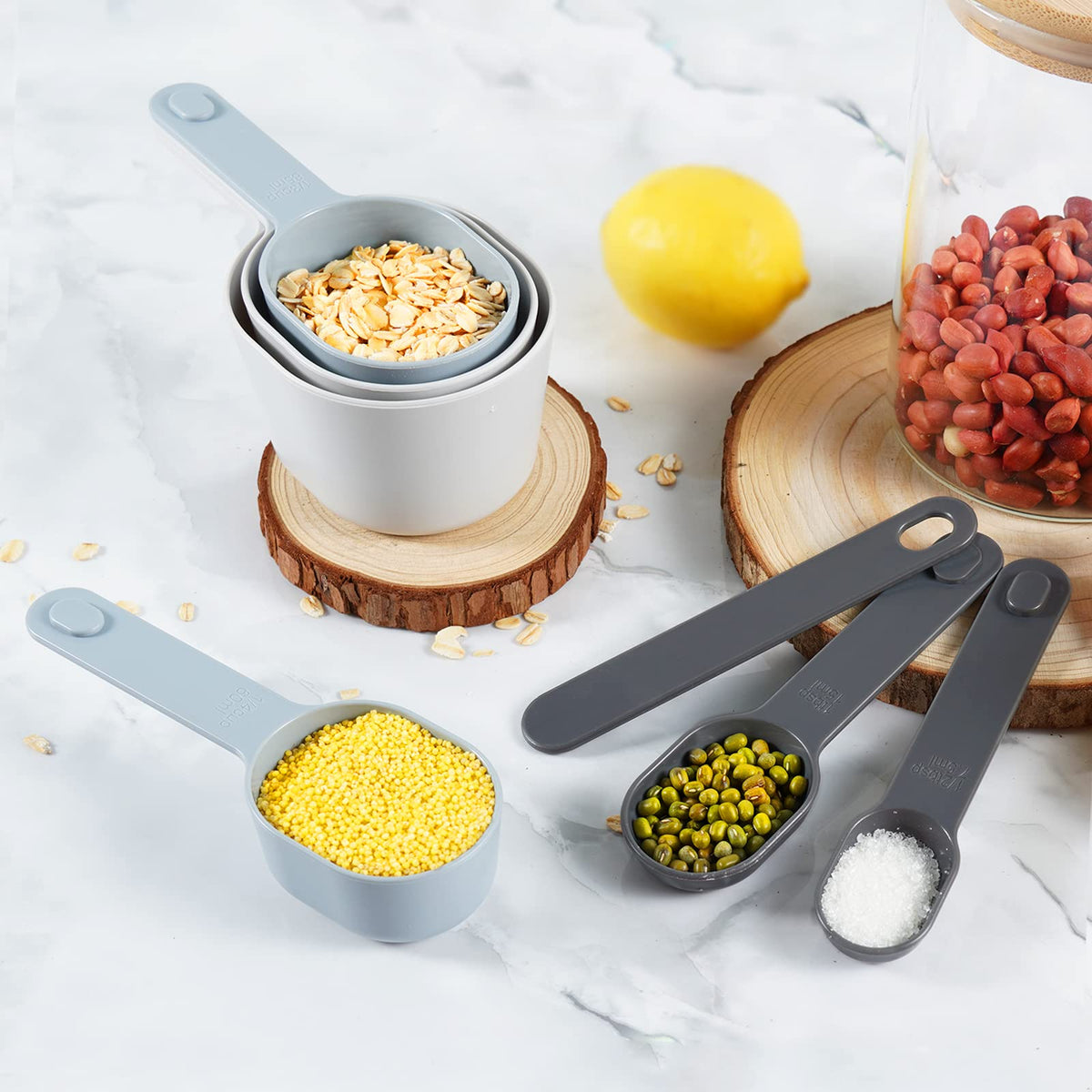 Recogwood measuring kit keeps counters tidy and organized