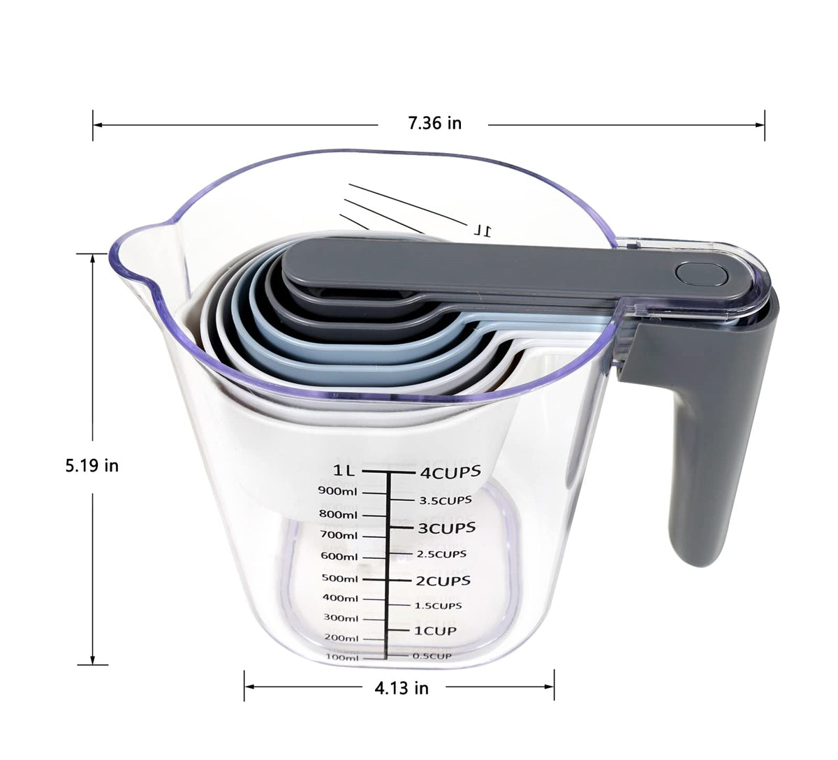 Recogwood stackable cups nested to save kitchen space