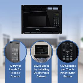 RecPro RV Microwave inside cabinet demonstrates seamless RV kitchen fit.