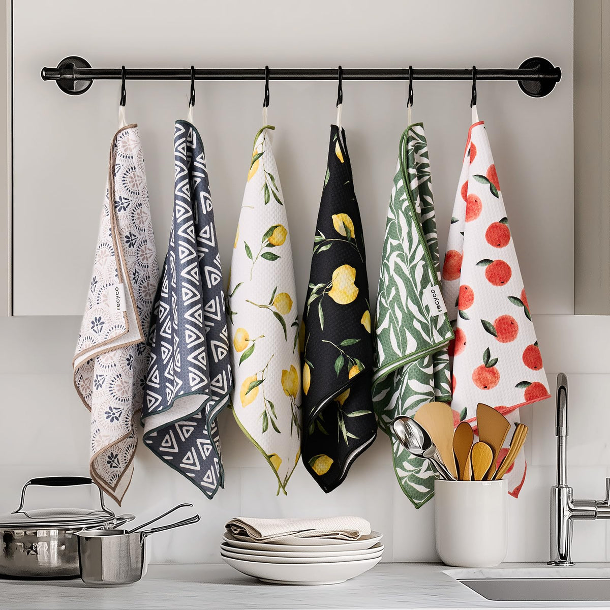 RECYCO neutral boho design complements any kitchen decor.