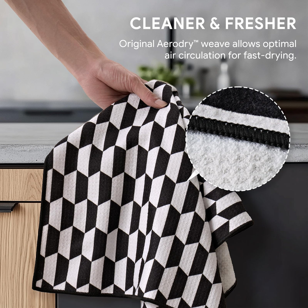 RECYCO sustainable towel made from recycled bottles—eco-friendly kitchen essential.