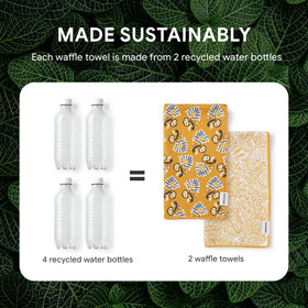 RECYCO Waffle Kitchen Towel Marigold Mosaic folded neatly in drawers saves space.