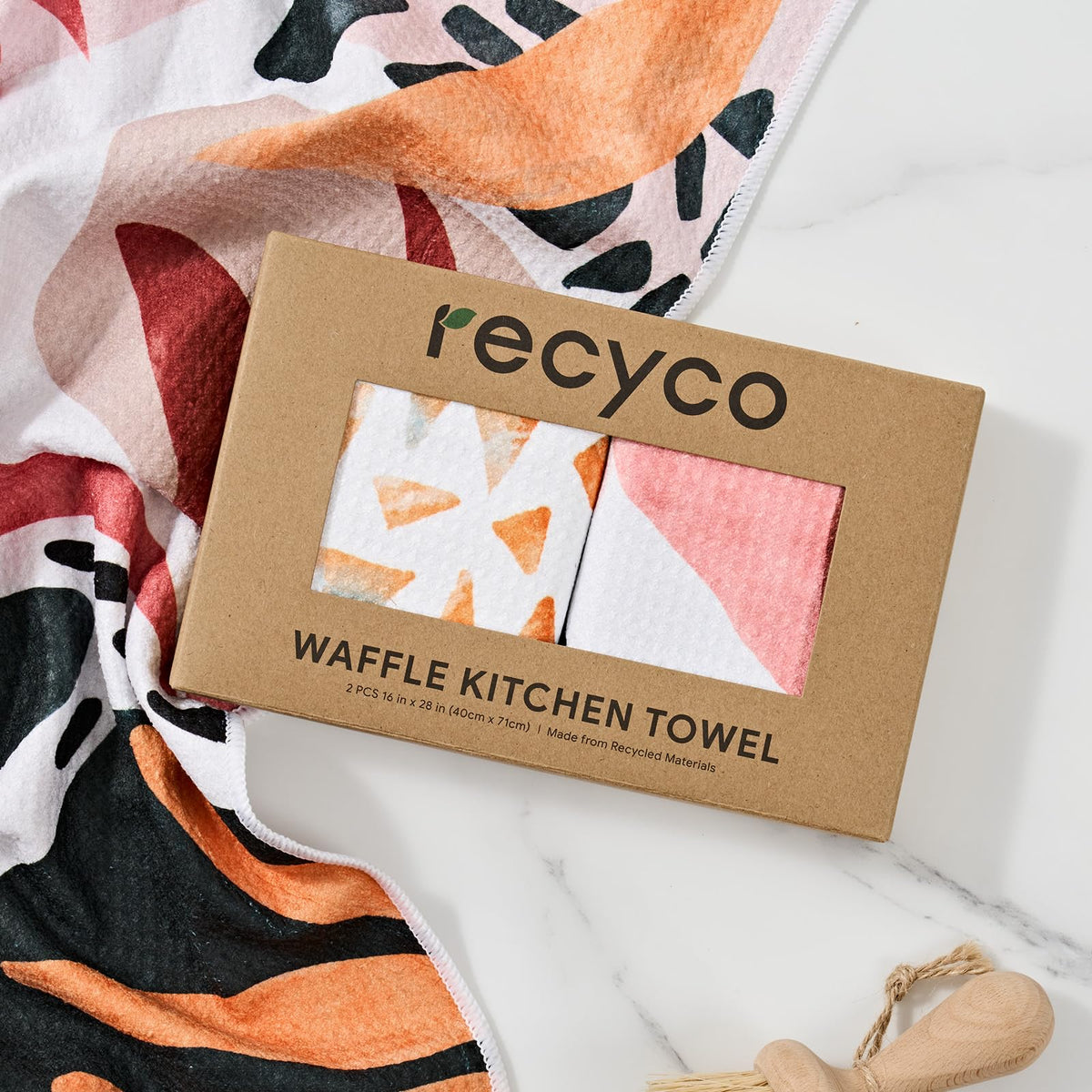 RECYCO Waffle Kitchen Towel Set — boho oasis pattern adds style