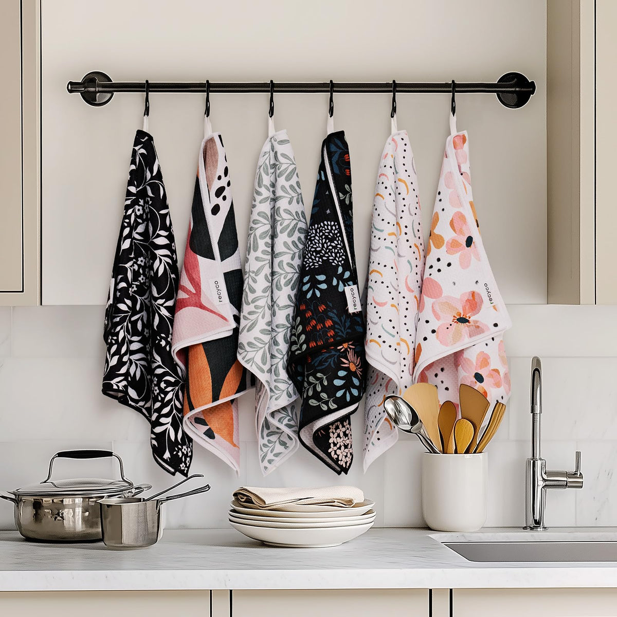 RECYCO Waffle Kitchen Towel Set — lightweight reusable towels for daily use
