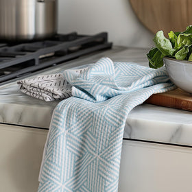RECYCO waffle kitchen towel set 2-pack close-up shows stylish, highly absorbent design.