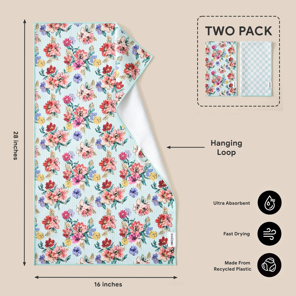 RECYCO waffle towels demonstrate high absorbency for quick spill cleanup.