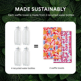 RECYCO waffle towel hanging loop for easy storage after use.