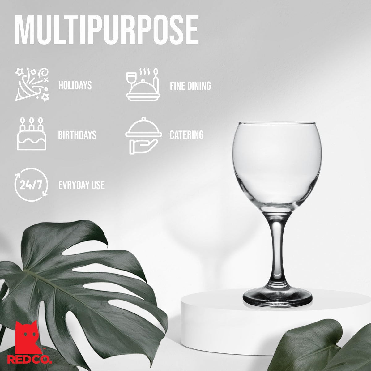 Red Co set of four wine glasses—durable daily-use glassware for any table
