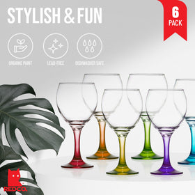 Red Co Orion 12oz stemmed wine glasses, six-pack, perfect for everyday entertaining.
