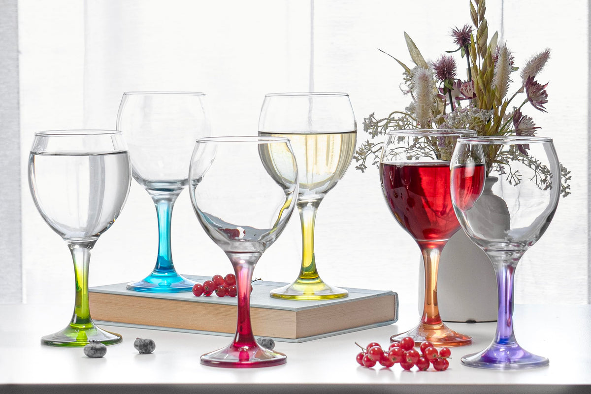 Red Co Orion elegant stemmed wine glasses for formal dinners and casual gatherings.