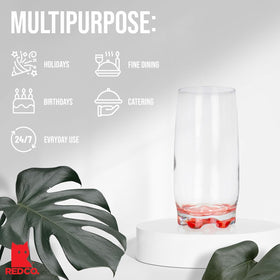 Red Co Vibrant Splash highball glass capacity 13.25 oz for balanced pours.